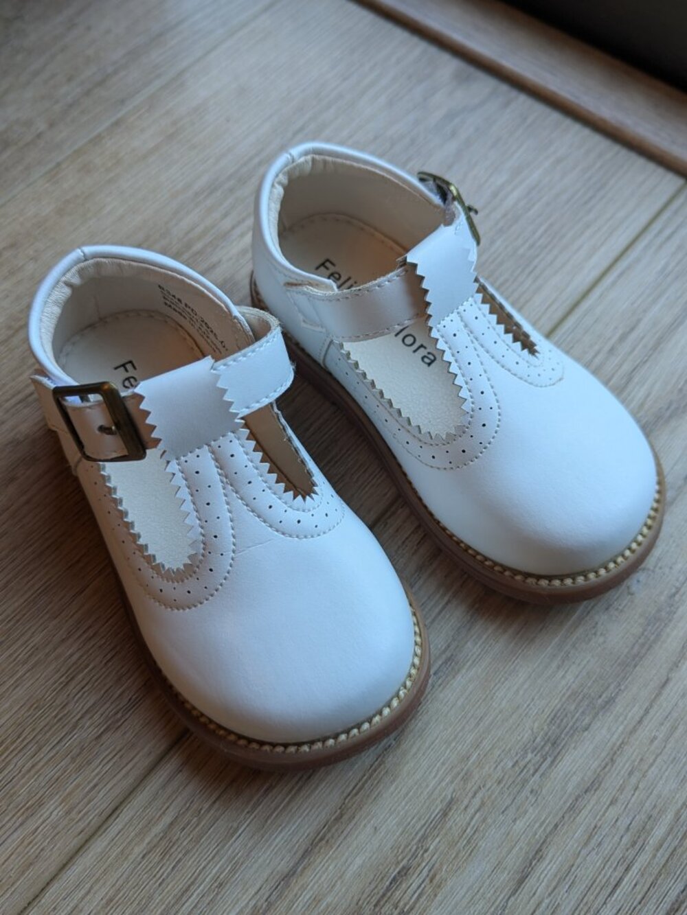 Fern+Flora White T-Strap Kids Dress Shoes